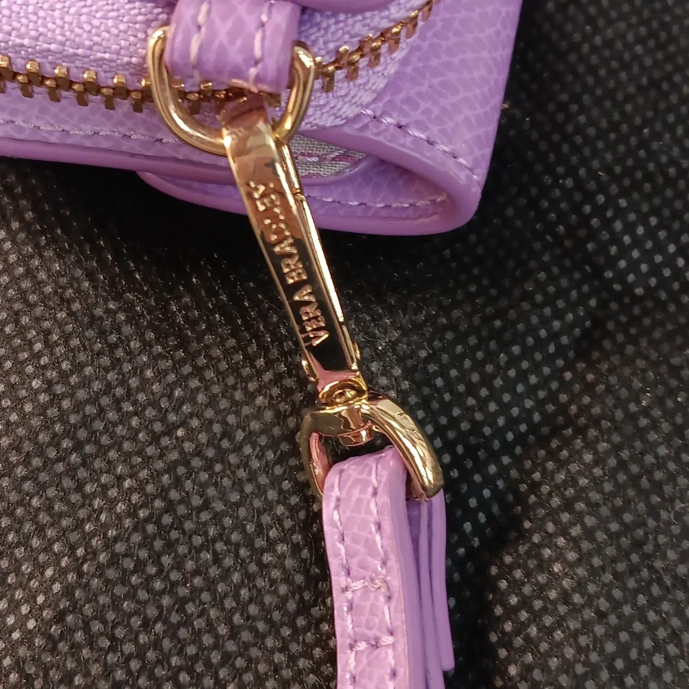 Vera Bradley Lilac Pebble Leather Smartphone Wristlet+Dust Bag Gold -Tone NWOT